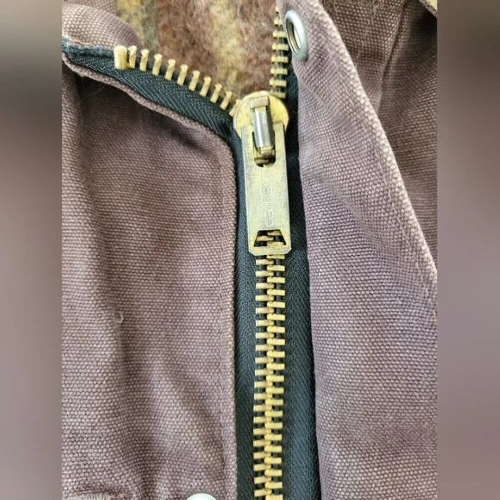 Vintage 90s Carhartt Mocha Brown Blanket-Lined Washed Duck Parka | Men’s M - Picture 6 of 16